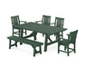 POLYWOOD® Oxford 6-Piece Rustic Farmhouse Dining Set with Bench in Mahogany