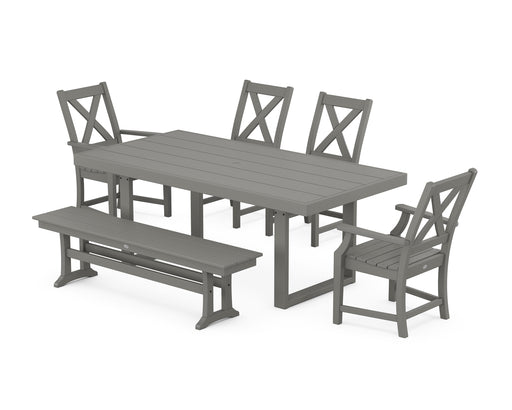 POLYWOOD Braxton 6-Piece Dining Set with Bench in Slate Grey