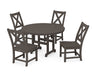 POLYWOOD Braxton Side Chair 5-Piece Round Dining Set in Vintage Coffee
