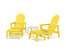 POLYWOOD® 5-Piece Vineyard Grand Upright Adirondack Set with Ottomans and Side Table in Lime / White