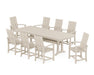 POLYWOOD Modern Adirondack 9-Piece Dining Set with Trestle Legs in Sand