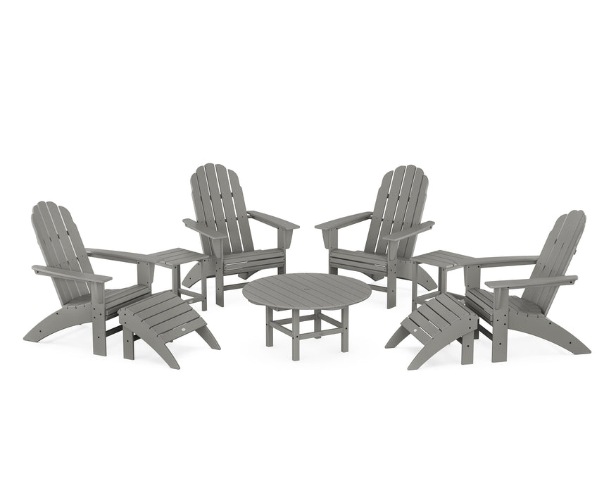 POLYWOOD Vineyard Curveback Adirondack Chair 9-Piece Conversation Set in Slate Grey