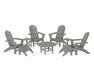 POLYWOOD Vineyard Curveback Adirondack Chair 9-Piece Conversation Set in Slate Grey