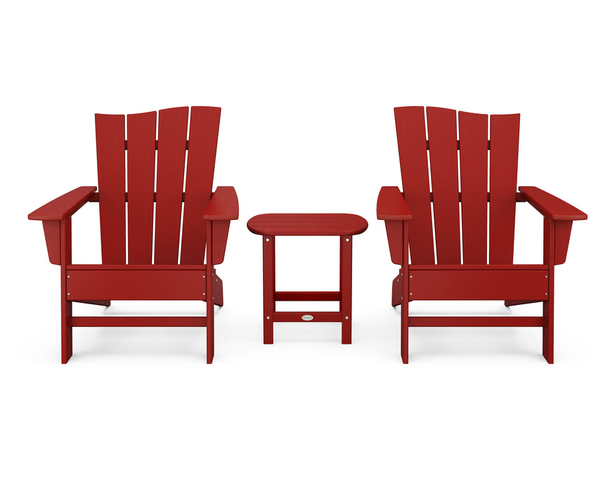POLYWOOD Wave 3-Piece Adirondack Chair Set in