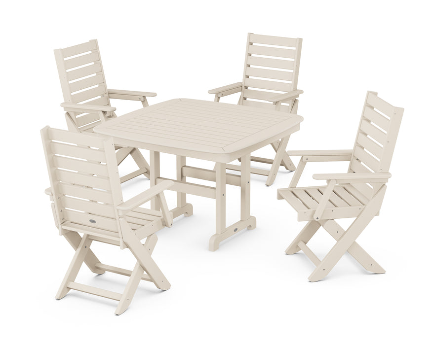 POLYWOOD Captain 5-Piece Dining Set with Trestle Legs in Sand