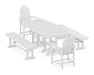POLYWOOD Classic Adirondack 5-Piece Dining Set with Benches in White