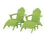 POLYWOOD Long Island Adirondack Chair 4-Piece Set with Ottomans in Lime