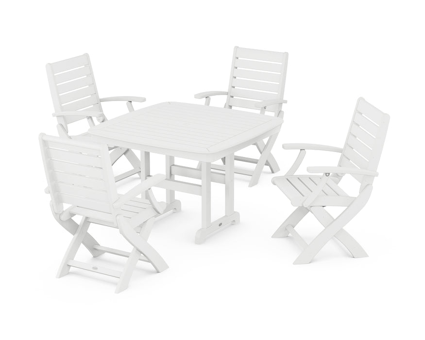 POLYWOOD Signature 5-Piece Dining Set with Trestle Legs in White