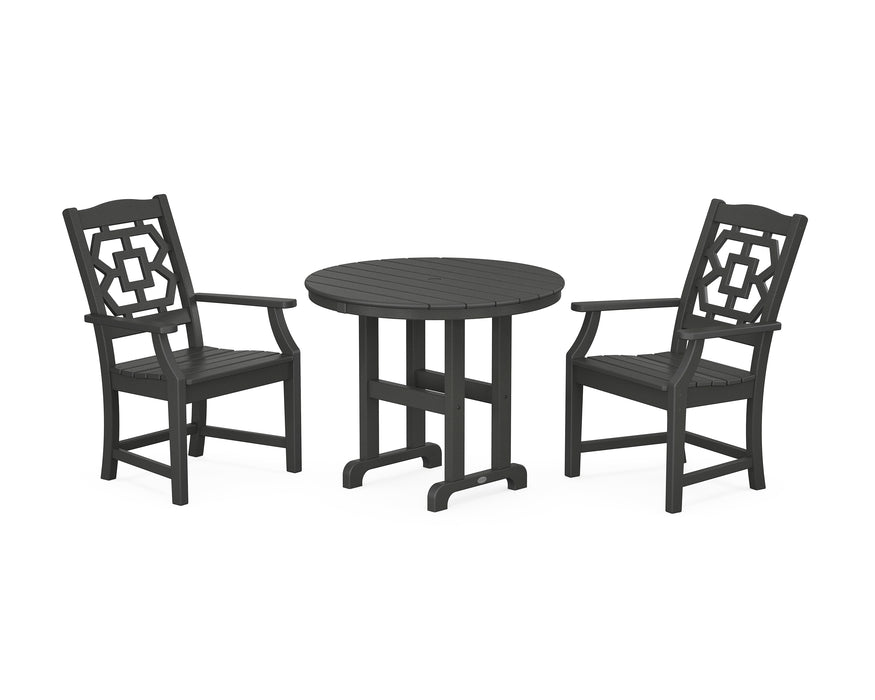 Martha Stewart by POLYWOOD Chinoiserie 3-Piece Farmhouse Dining Set in Black
