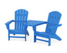 POLYWOOD Nautical 3-Piece Adirondack Set with Angled Connecting Table in Pacific Blue