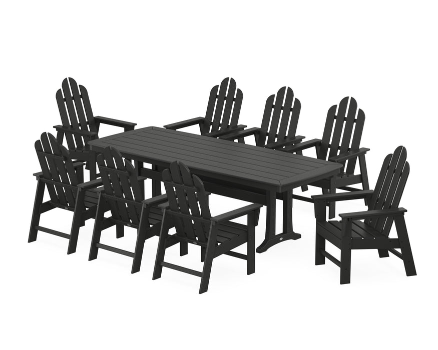 POLYWOOD Long Island 9-Piece Dining Set with Trestle Legs in Black