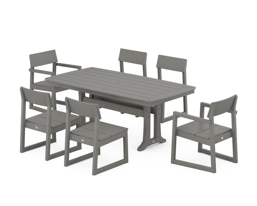 POLYWOOD EDGE 7-Piece Dining Set with Trestle Legs in Slate Grey
