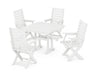 POLYWOOD Captain 5-Piece Farmhouse Dining Set With Trestle Legs in White