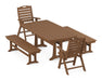 POLYWOOD Nautical Highback 5-Piece Dining Set with Trestle Legs in Teak