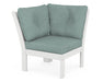 POLYWOOD Vineyard Modular Corner Chair in White with Glacier Spa fabric