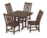 POLYWOOD Vineyard Side Chair 5-Piece Farmhouse Dining Set in Mahogany