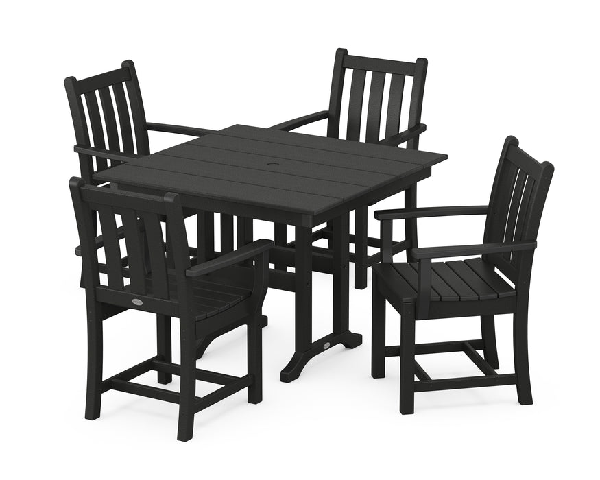 POLYWOOD Traditional Garden 5-Piece Farmhouse Dining Set in Black