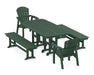 POLYWOOD Seashell 5-Piece Dining Set with Benches in Green