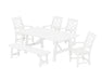 Martha Stewart by POLYWOOD Chinoiserie 6-Piece Rustic Farmhouse Dining Set with Bench in White