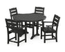 POLYWOOD Lakeside 5-Piece Round Dining Set with Trestle Legs in Black