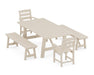 POLYWOOD Lakeside 5-Piece Rustic Farmhouse Dining Set With Benches in Sand