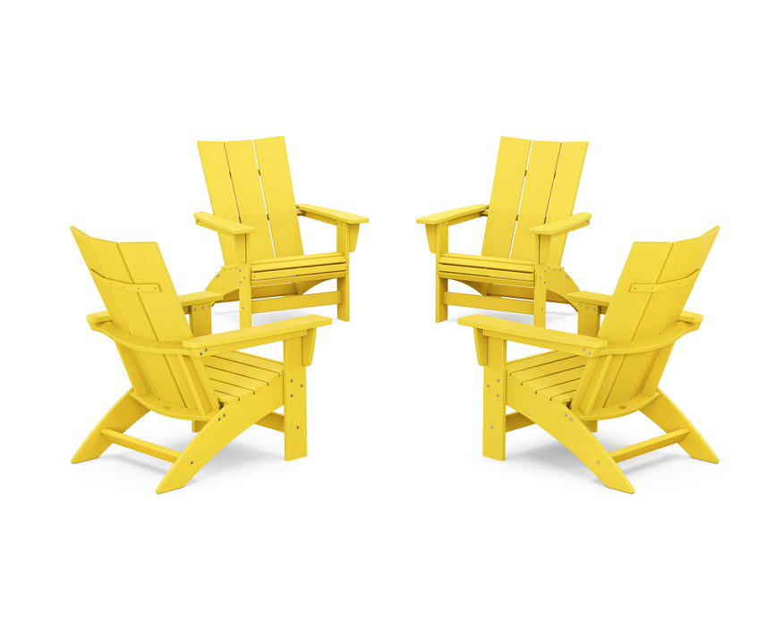 POLYWOOD® 4-Piece Modern Grand Adirondack Chair Conversation Set in Aruba