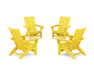 POLYWOOD® 4-Piece Modern Grand Adirondack Chair Conversation Set in Aruba