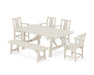 POLYWOOD® Prairie 6-Piece Rustic Farmhouse Dining Set with Bench in Slate Grey