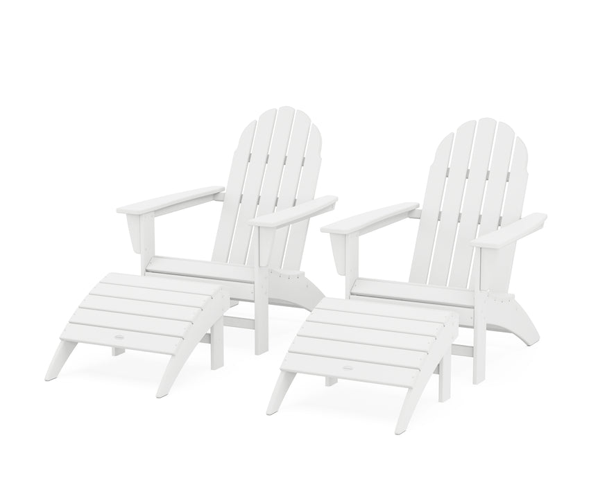 POLYWOOD Vineyard Adirondack Chair 4-Piece Set with Ottomans in White