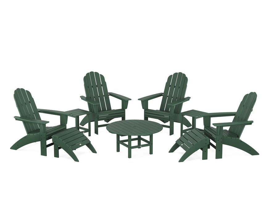 POLYWOOD Vineyard Curveback Adirondack Chair 9-Piece Conversation Set in Green