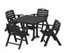 POLYWOOD Nautical Lowback 5-Piece Dining Set with Trestle Legs in Black