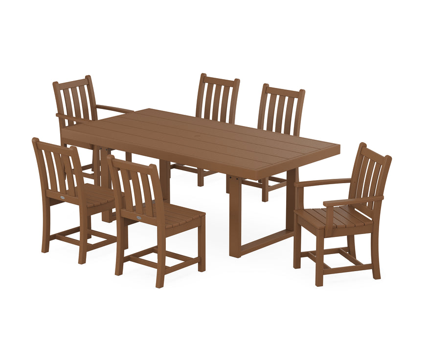 POLYWOOD Traditional Garden 7-Piece Dining Set in Teak