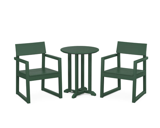 POLYWOOD EDGE 3-Piece Round Dining Set in Green