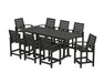 POLYWOOD® Signature 9-Piece Farmhouse Counter Set with Trestle Legs in Black