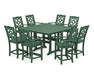 Martha Stewart by POLYWOOD Chinoiserie 9-Piece Square Farmhouse Counter Set with Trestle Legs in Green