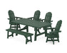 POLYWOOD Vineyard Adirondack 6-Piece Rustic Farmhouse Dining Set With Trestle Legs in Green