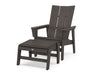 POLYWOOD® Modern Grand Upright Adirondack Chair with Ottoman in Vintage Coffee