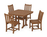 POLYWOOD Traditional Garden Side Chair 5-Piece Dining Set with Trestle Legs in Teak