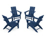 POLYWOOD 4-Piece Modern Adirondack Chair Conversation Set in Navy