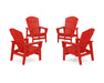 POLYWOOD® 4-Piece Nautical Grand Upright Adirondack Chair Conversation Set in Sunset Red