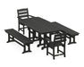 POLYWOOD Lakeside 5-Piece Dining Set with Benches in Black