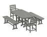 POLYWOOD Lakeside 5-Piece Dining Set with Benches in Slate Grey