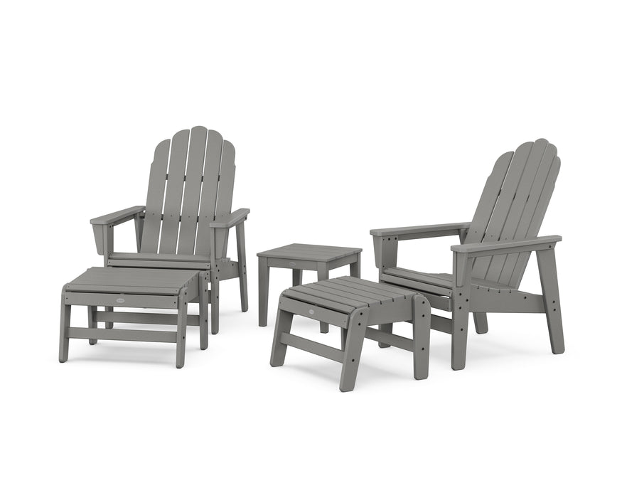 POLYWOOD® 5-Piece Vineyard Grand Upright Adirondack Set with Ottomans and Side Table in Slate Grey