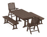POLYWOOD Nautical Highback 5-Piece Farmhouse Dining Set With Trestle Legs in Mahogany