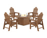 POLYWOOD® Long Island 4-Piece Upright Adirondack Conversation Set with Fire Pit Table in Teak