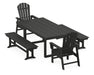POLYWOOD South Beach 5-Piece Dining Set with Benches in Black
