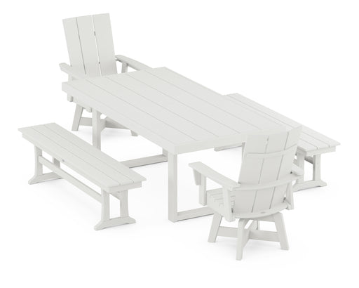 POLYWOOD Modern Adirondack 5-Piece Dining Set with Trestle Legs in Vintage White