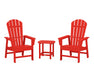 POLYWOOD South Beach Casual Chair 3-Piece Set with 18" South Beach Side Table in Sunset Red