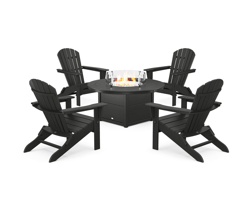 POLYWOOD® South Beach 5-Piece Folding Adirondack Fire Chat Set in Green