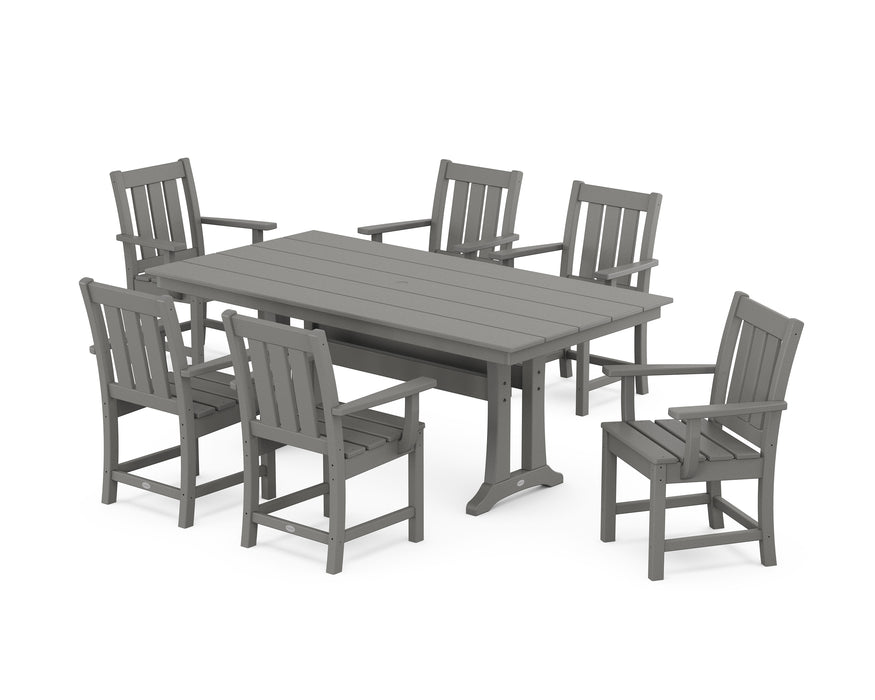 POLYWOOD® Oxford Arm Chair 7-Piece Farmhouse Dining Set with Trestle Legs in Black
